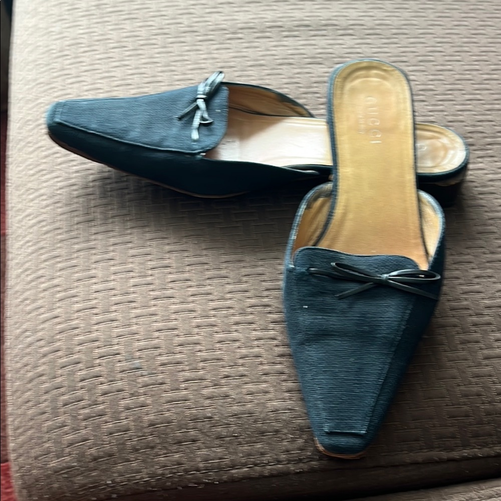 Gucci Black Rips and Leather Slip-On Shoes